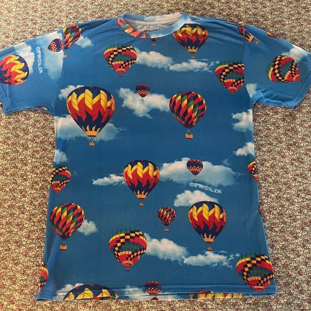 RARE Odd Future GOLF WANG Shirt LARGE Blue Hot Air Balloon Pattern OFWGKTA